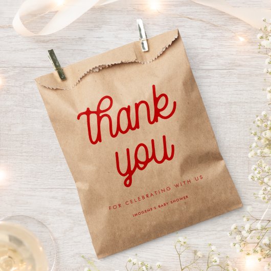 Retro  script Baby shower Bedankzakje (Geknipt)