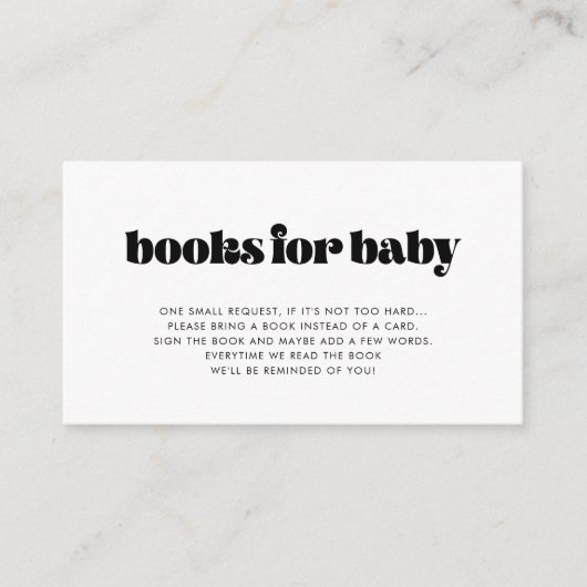 Retro Script Baby shower Boek Aanvraag Kaart (Voorkant)