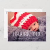 Retro  script Baby shower dank u Briefkaart (Voorkant / Achterkant)