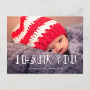 Retro  script Baby shower dank u Briefkaart