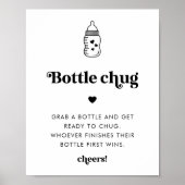 Retro Script Baby shower Fles Chug Game Sign Poster (Voorkant)