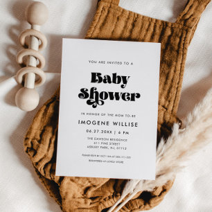  Retro Script-Baby shower Kaart