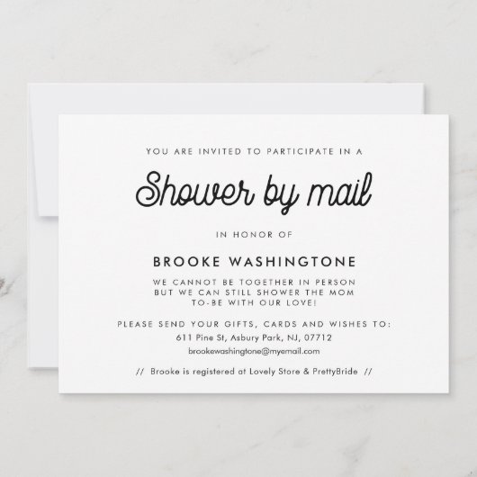 Retro  script Baby shower per e-mail foto Kaart (Achterkant)