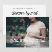 Retro  script Baby shower per e-mail foto Kaart (Voorkant / Achterkant)