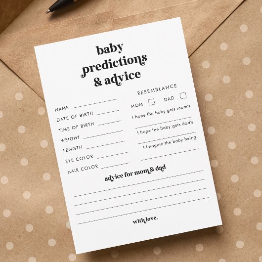 Retro Script Baby shower Voorspellingen & Advies K