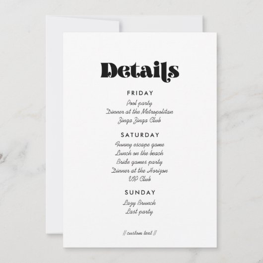  retro script Bachelorette Weekend Kaart (Achterkant)