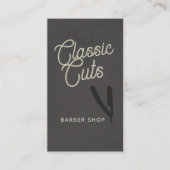 Retro Script Barber Shop QR-code Visitekaartje (Voorkant)