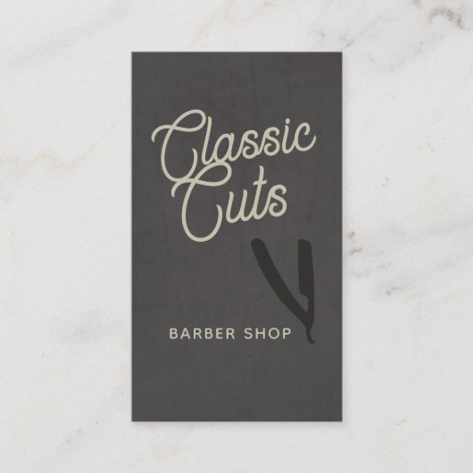 Retro Script Barber Shop QR-code Visitekaartje (Voorkant)