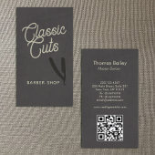 Retro Script Barber Shop QR-code Visitekaartje