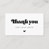  Retro Script Bedankt voor uw bestelkaart Visitekaartje (Voorkant)