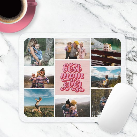 Retro Script Beste Moeder Ooit Foto Collage Muismat