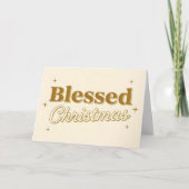 Retro Script Blessed Christmas Feestdagen Kaart (Voorkant)