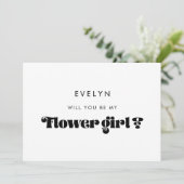 Retro Script Bloemenmeisje Proposal Kaart (Staand voorkant)