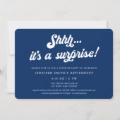 Retro Script Blue Surprise Retirement Party Kaart (Voorkant)