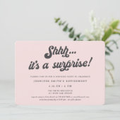 Retro Script Blush Pink Surprise Retirement Party Kaart (Staand voorkant)