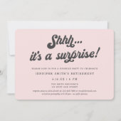 Retro Script Blush Pink Surprise Retirement Party Kaart (Voorkant)