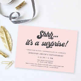 Retro Script Blush Roze Verassing Pensioenfeest Kaart