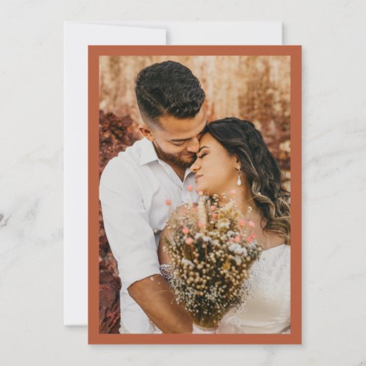 Retro Script Boho Arch Foto Terracotta Wedding Save The Date (Achterkant)