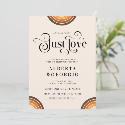 Retro Script Boho Rainbow Niets Fancy gewoon liefd Kaart (Staand voorkant)