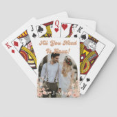 retro script boog botanische boho foto bruiloft pokerkaarten (Achterkant)