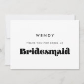 Retro Script Bridesmaid bedankkaart Kaart (Voorkant)