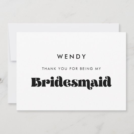 Retro Script Bridesmaid bedankkaart Kaart (Voorkant)