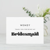 Retro Script Bridesmaid bedankkaart Kaart (Staand voorkant)