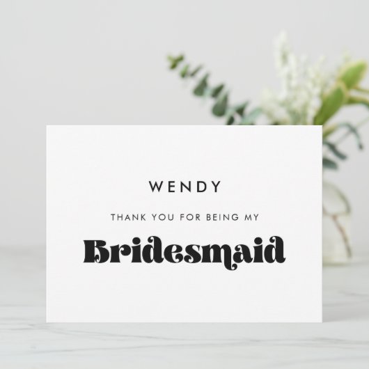 Retro Script Bridesmaid bedankkaart Kaart (Staand voorkant)