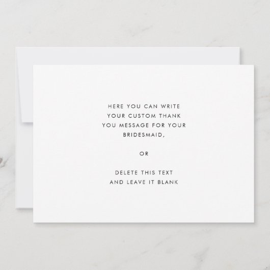 Retro Script Bridesmaid bedankkaart Kaart (Achterkant)