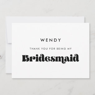 Retro Script Bridesmaid bedankkaart Kaart