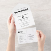  retro script bruiloft all in one uitnodiging (Afscheurbaar)