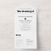  retro script bruiloft all in one uitnodiging (Binnen)