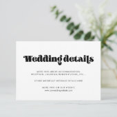 retro script bruiloft details kaart (Staand voorkant)
