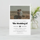  retro script bruiloft foto kaart (Staand voorkant)