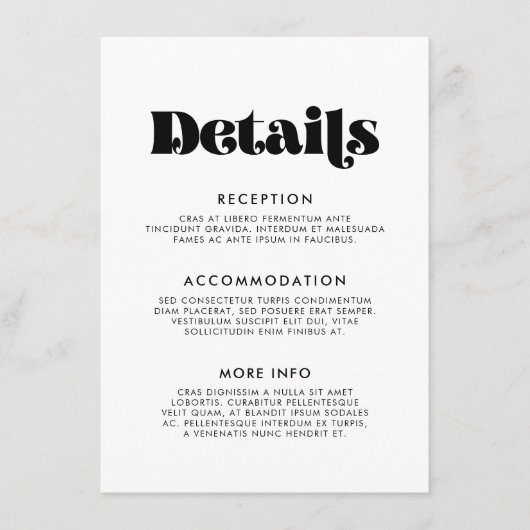 retro script bruiloft gastinformatie informatiekaartje (Voorkant)