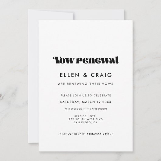  retro script bruiloft gelofte verlenging kaart (Voorkant)