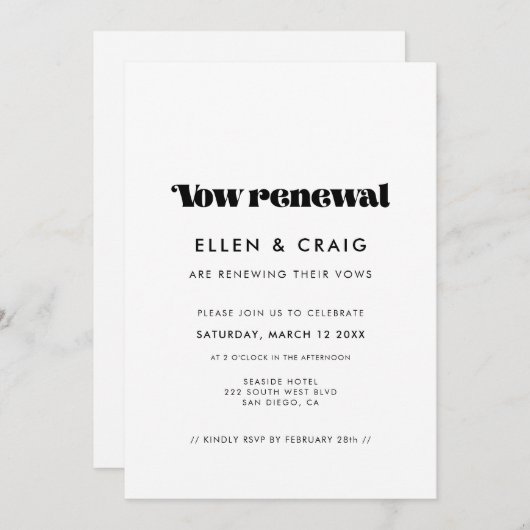  retro script bruiloft gelofte verlenging kaart (Voorkant / Achterkant)