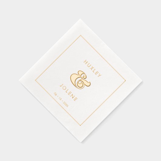 retro script bruiloft Goud Folie Servetten (Rechts)