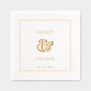 retro script bruiloft Goud Folie Servetten