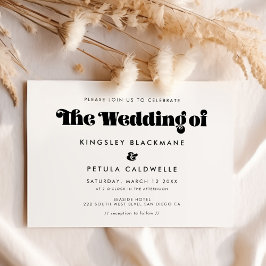  retro script bruiloft kaart