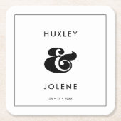 retro script bruiloft kartonnen onderzetters (Voorkant)