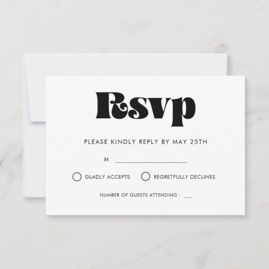  retro script bruiloft RSVP-kaart RSVP Kaartje (Voorkant)