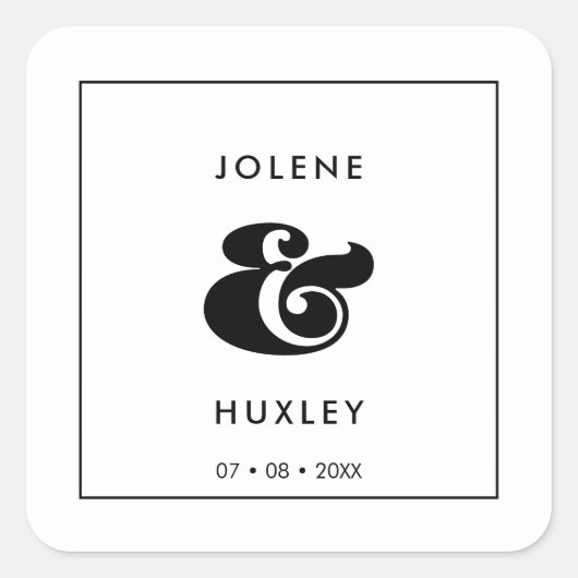 retro script bruiloft vierkante sticker (Voorkant)