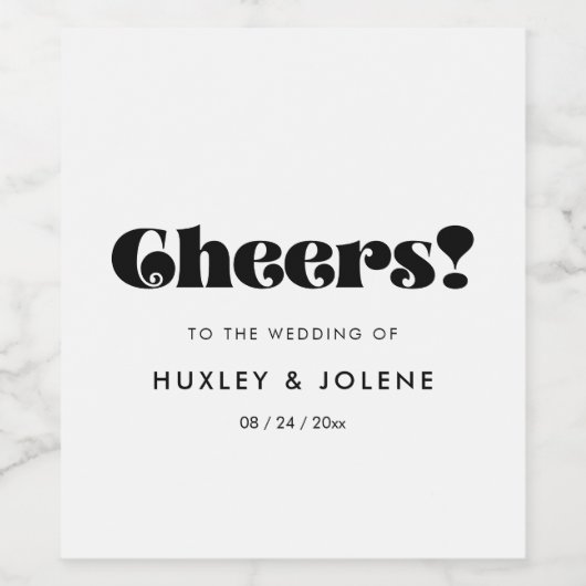  retro script bruiloft wijn etiket (Enkel label)