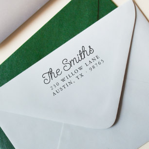 Retro Script Calligraphy Family Retouradres Rubberstempel