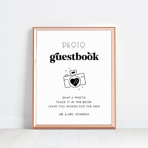 Retro Script Camera Foto Gastenboek Trouwbord Poster