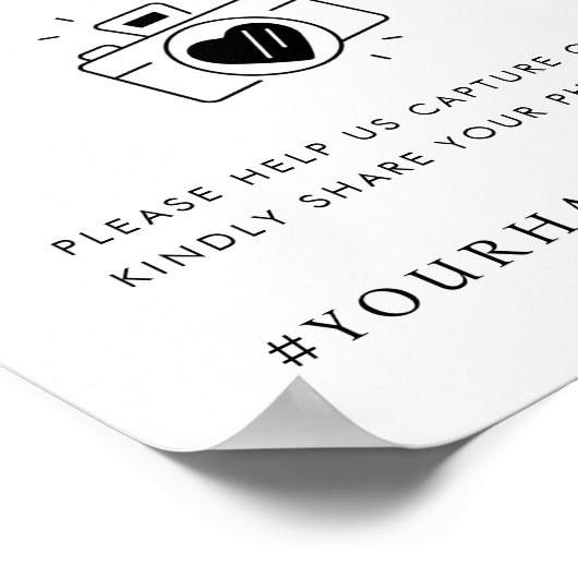 Retro Script Capture de Liefdescamera Trouwbord Poster (Hoek)