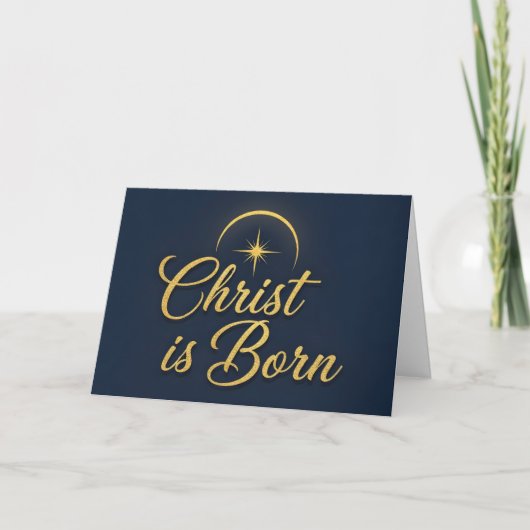 Retro Script Christus is Geboren Kerstmis Feestdagen Kaart (Voorkant)