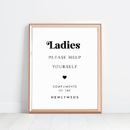 Retro Script Dames Badkamer Mand Trouwbord Poster