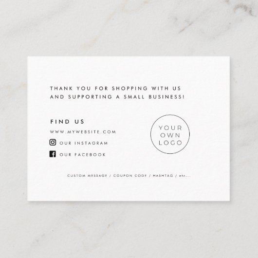 Retro Script Dank u Pakket Invoegen Kaart Visitekaartje (Achterkant)